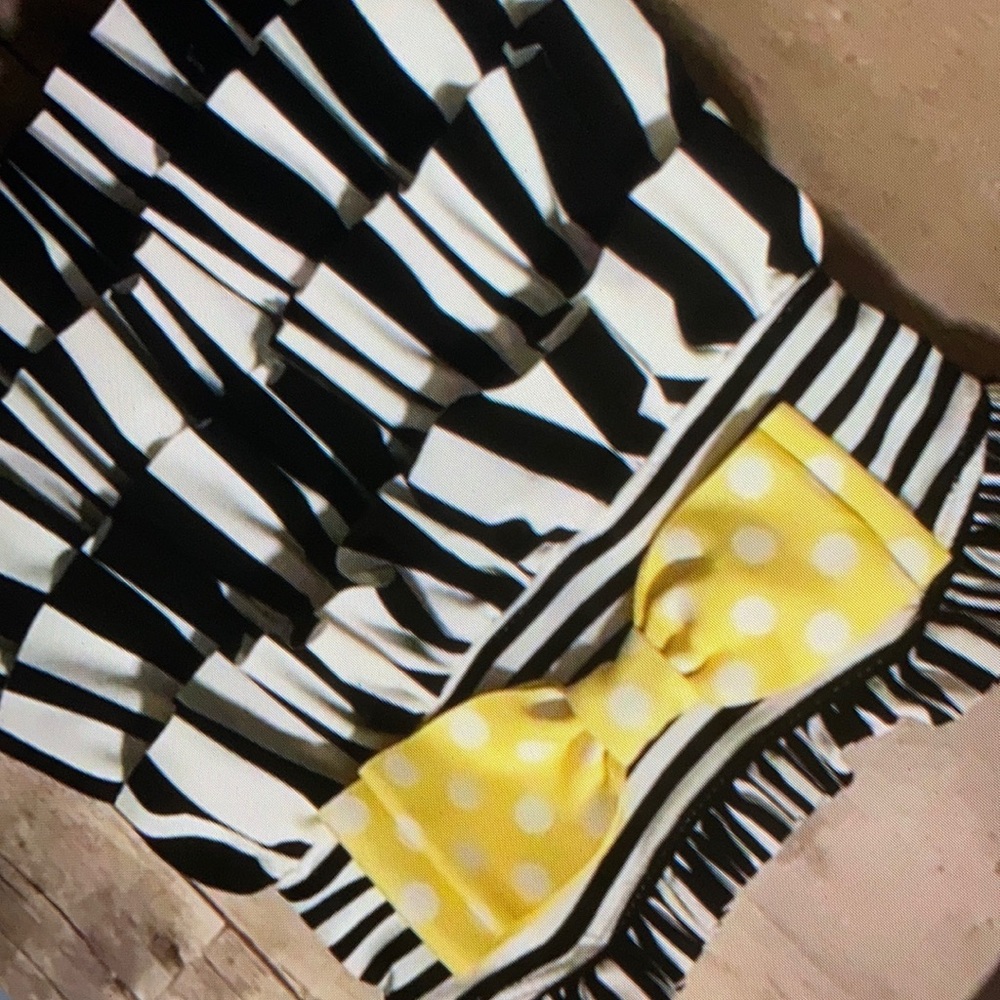 Tiered ruffle striped swimsuit